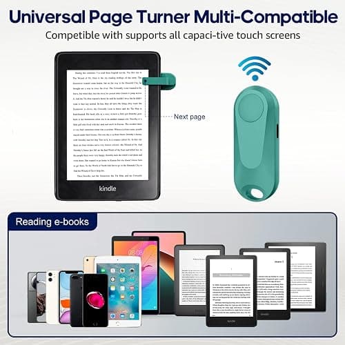 [Case-Friendly] Page Turner for Kindle Paperwhite Oasis Kobo eReaders, Camera Camcorder Remote Controls, Page Turner Clicker for ipad Tablets Reading Novels with Wrist Strap Storage Bag Dark Green thumbnail 4