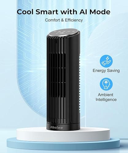 Abolee Tower Fan for Bedroom, 23ft/s Desk Fan with Remote, 70° Oscillating Desk Fan, 4 Speeds, 4 Modes,12Timer, 13'' Bladeless Portable Fan for Bedroom Office Home Black - Black - 13”-Remote thumbnail 4