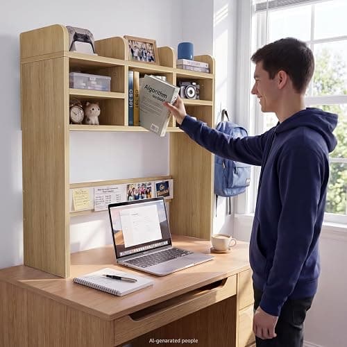 37 Inch Natural Wood Desk Hutch Dorm Top Only With Felt Board For College thumbnail 9