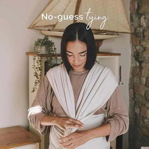 Boba Baby Wrap Carrier – Original Baby Sling Carrier for Newborns (7–35 lbs), Soft, Secure, Hands-Free & Ergonomic, Ideal for Comfortable Bonding, New Parents (Serenity Organic Stone) - Serenity Bamboo (Extra Soft) - Serenity Organic Stone thumbnail 2