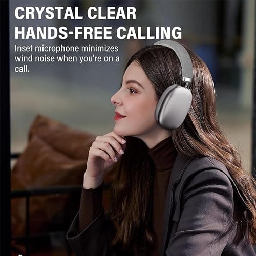 Wireless Headphones Bluetooth Headphones Active Noise Cancelling Over-Ear Head-Phones with Microphones, 24 Hours Playtime, HiFi Audio Adjustable Headset for iPhone/Android/Samsung - White thumbnail 6