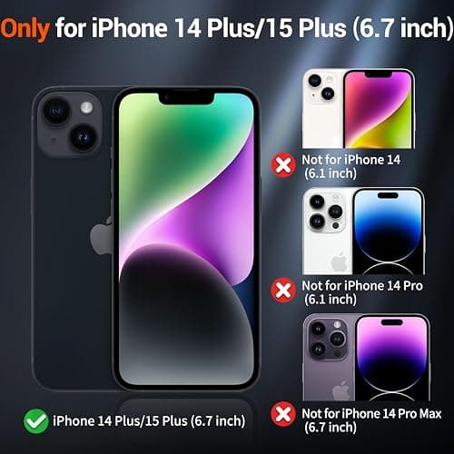SUPFINE Magnetic for iPhone 15 Plus Case & iPhone 14 Plus Case(Compatible with MagSafe)(Military Grade Drop Protection) Translucent Shockproof Phone Cover,Dark Purple thumbnail 2