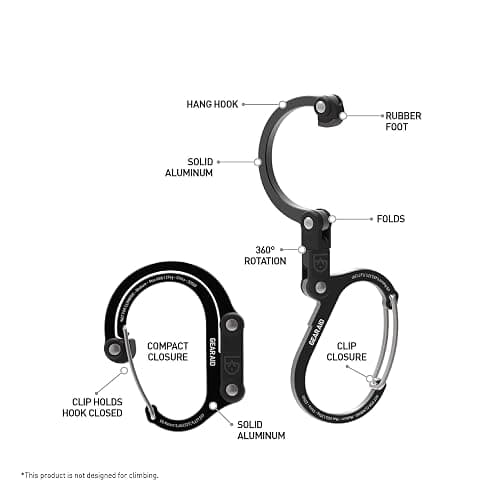 GEAR AID HEROCLIP Carabiner Gear Clip and Hook (Medium) for Camping, Backpack, Suitcases and Garage Organization thumbnail 5