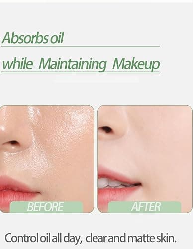 Oil Blotting Paper - 300 Sheets w/Mirror, Puff & Refills, Absorbs Excess Face Oil, Controls Shine, Gentle for Makeup Use thumbnail 7