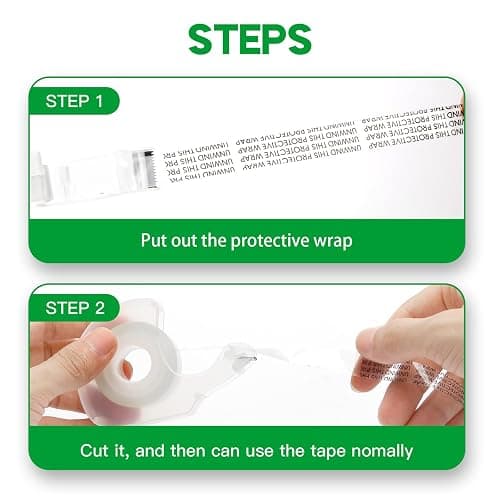 Double Sided Tape, Light Duty Permanent Tape with Dispenser, Narrow Width, Translucent, 4 Pack, 1/2 x 300 inches, Double Stick Tape for Crafts, Arts Projects, Gifts Wrapping, Office School Supplies. thumbnail 8