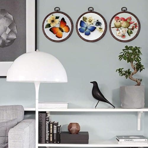 joybest 4 Pieces 6 Inch Round Embroidery Hoops Display Frame Circle, Cross Stitch Hoop Ring Imitated Wood Embroidery Kits for Art Craft Sewing and Christmas Ornaments thumbnail 7