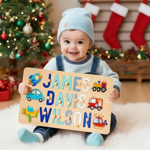 PUREFLY Name Puzzle Baby Gifts for Girl Boy, First Baby Toddler Christmas Birthday Gift, Toddler Toys Montessori Learning, 1 Year Old Gifts thumbnail 3