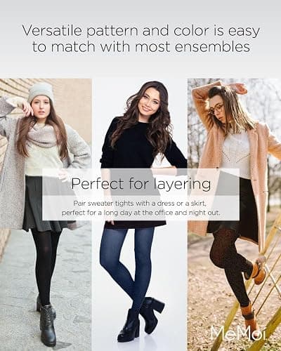 MeMoi Classic Argyle Cotton Tights for Women, Cozy and Stlylish Patterned Sweater Tights - Sizes Small to 6x thumbnail 4