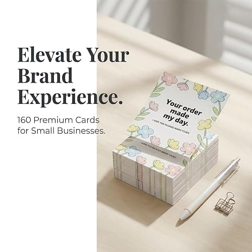 WTYONZEL 160Pcs Thank You Cards Small Business, Floral Design Packaging Supplies Your Order Made My Day for Business Owners, Shop, Online Retailers,3"x3.5" thumbnail 7