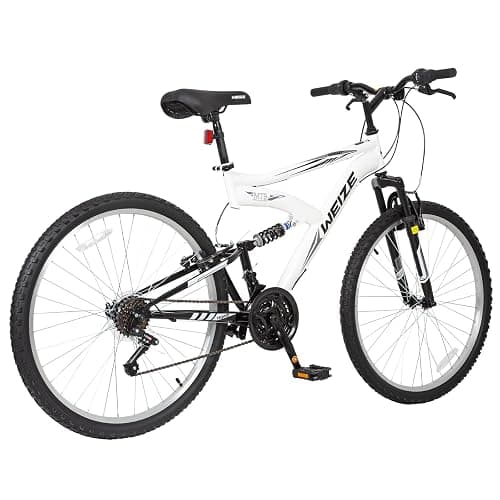 WEIZE Mountain Bike, 26/27.5 inch Outdoor Cycling Bike,18-Speed/High-Carbon Steel/Dual Full Suspension, Adjustable Ergonomic Seat for Men Women Adult, MTB Bicycle with Suspension Fork,Sleek Colors thumbnail 5