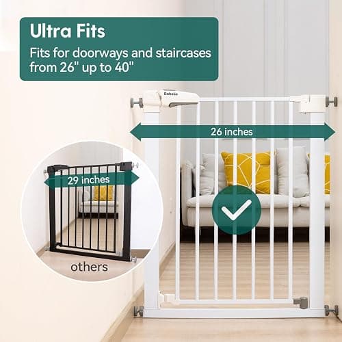 Babelio Baby Gate for Doorways and Stairs, 26"-40" Auto Close Dog Gate, PressGuard C5, Easy Install Pressure Mounted Gate, fits for Narrow and Wide Doorways, Safety Gate Door for Child and Pets thumbnail 4