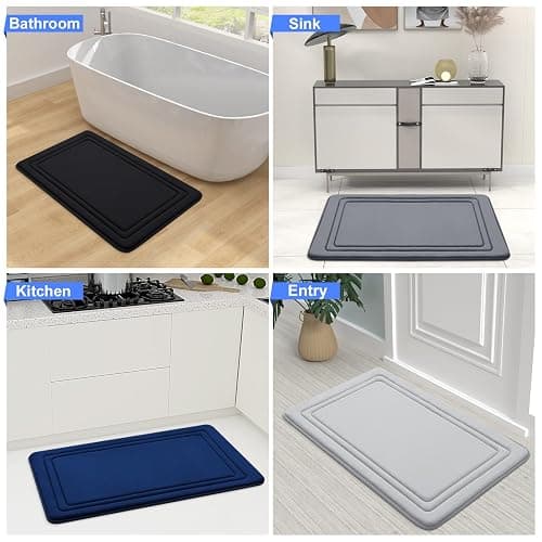 Grandaily Memory Foam Bath Mat Rug 24x16, Ultra Soft, Non-Slip and Absorbent Bathroom Rugs, Machine Wash Dry, Comfortable Bath Carpet for Bathroom Floor, Tub and Shower, Black thumbnail 8