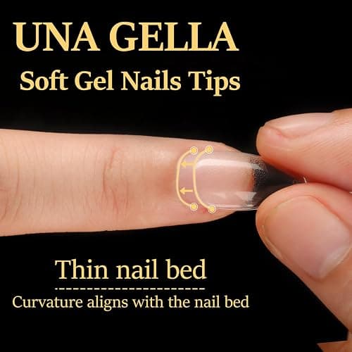 UNA GELLA Short Almond Gel Nail Tips, 600 Pcs Pre-Filed Short Nail Tips Almond Shape Half Matte Press On Nails 12 Sizes Full Cover Clear Fake Nails for Extension Home DIY Salon with Box - Shot Almond thumbnail 5