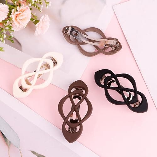 Amariver 4packs Hair Clips French Hair Barrettes for Women Beige Khaki Brown Black Accessories for Women Girls thumbnail 7