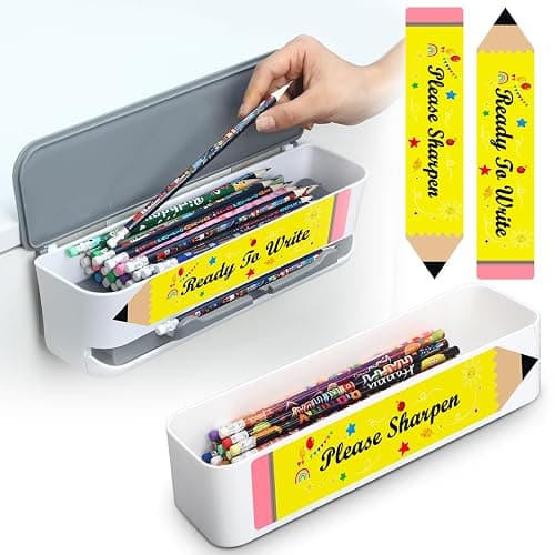 Sherr 2 Pcs Pencil Dispensers for Classroom Back to School Teacher Gifts Sharp and Dull Pencil Holder Bucket with 2 Stickers for Bulk Storage Classroom Organization Teacher School Essentials - Image 1