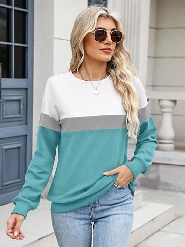 TICTICMIMI Women's Crewneck Sweatshirts Lightweight Long Sleeve Tunic Tops Cute Pullover Shirts thumbnail 2