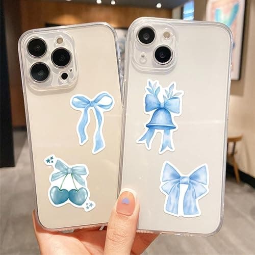 GUBPHK 50 Pcs Bows Stickers,Blue Bow Decal Vintage Aesthetic Stickers,Vinyl Waterproof Blue Bows Sticker for Water Bottle Laptop Phone Journal Gifts for Girl Women thumbnail 5