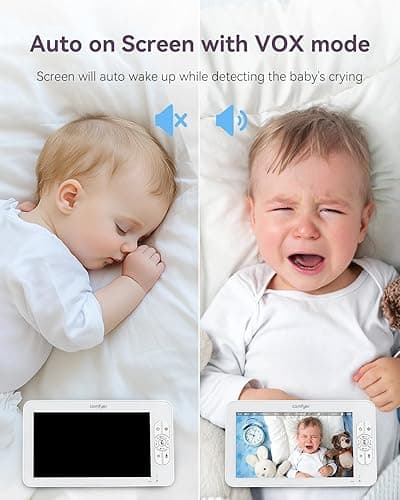 Comfyer 7" HD Split-Screen Baby Monitor with 2 Cameras, Video Baby Monitor with Camera and Audio, Flexible Bracket, Non-WiFi, VOX Mode, 2 Way Audio, Remote PTZ, Auto Night Vision - 7''720P Display with 2 1080P Camera thumbnail 8