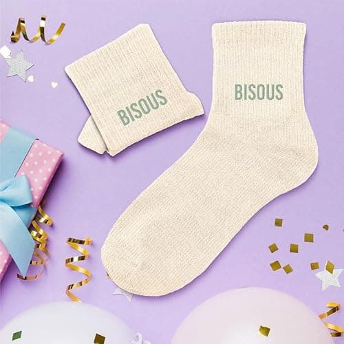 STC Chaussettes paillettes bisous beige thumbnail 2
