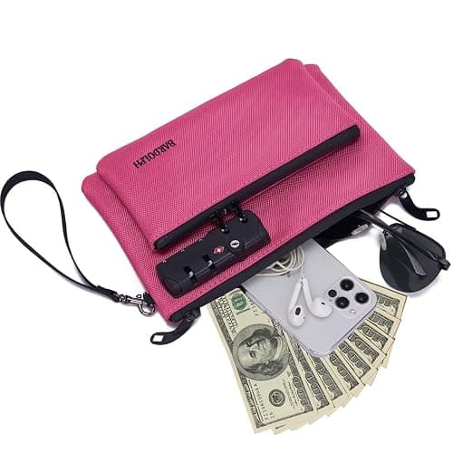 Money Bag with Lock, Double layer Men & Women's Locking Accessories Pouch, Bank Bag, Passports, Notary Supplies, Valuable StorageBag,CashBag and Zipper NotaryBag with Lock thumbnail 5