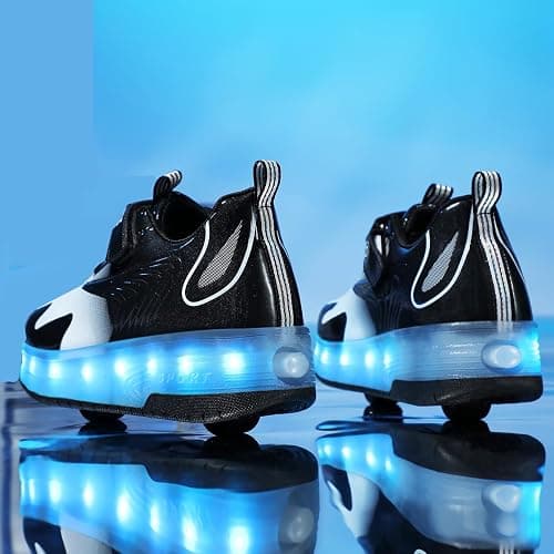 GIMKOUNN Roller Shoes Girls Sneakers USB Rechargeable 2 Wheels Shoes Roller Skates for Beginner Trainers 16 Modes LED Light Up Flashing Sneaker for Unisex Kids Skate Boys Stylish Footwear Gifts thumbnail 4