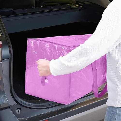 TICONN 6 Pack Extra Large Moving Bags Heavy Duty with Zippers & Carrying Handles, Durable Storage Bags Moving Boxes for Closet Organizers and Storage (6 Pack, Pink) thumbnail 10