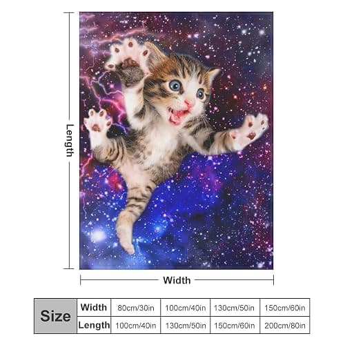 Cat Blanket Funny Gifts for Girls Boys Woman Kids Cat Lover Throw Blankets Soft Blanket Warm Fleece Flannel Plush Blankets for Bed Sofa Couch 60"x80" thumbnail 3