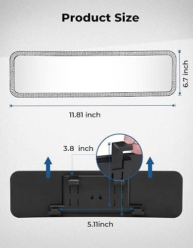 JOYTUTUS Rear View Mirror, Universal 12 Inch Panoramic Rearview Accessories with Bling Rhinestones Crystal Diamonds Edge, Interior Clip-on Wide Angle Rear View Mirror -White thumbnail 6