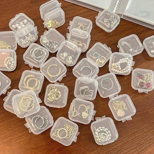 Moritic 40Pcs Mini Jewelry Storage Containers, 1.37 x 1.37 x 0.7 Inches,Clear Plastic Cases for Pearl Bracelets and Small Accessories (40) thumbnail 2