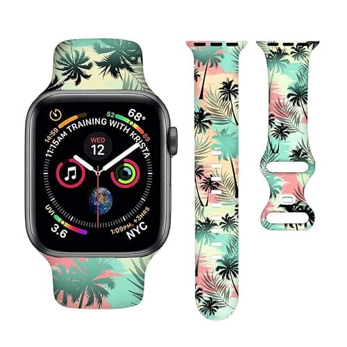BACDOILQ Summer Watch Band Tropical Palm Tree Sea Turtle Smartwatch Bands Wristband Compatible with Watch 38mm 40mm 41mm Soft Silicone Strap Replacement for Series 8/7/6/5/4/3/2/1/SE - Image 1