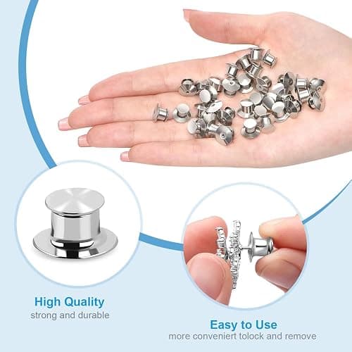 40PCS Locking Pin Back Locking Pin Keeper Clasp, Metal Pin Backing for Brooch Enamel Lapel Pin Lock thumbnail 3