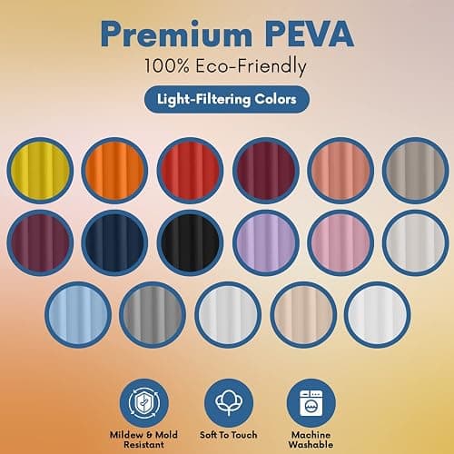 No Smell Shower Curtain Liner 72x72 White - PEVA Plastic Shower Curtain for Bathroom, PVC-Free Waterproof Shower Liner with Metal Grommets and Magnet-Weighted Bottom Hem - Washable Inner Liner thumbnail 3