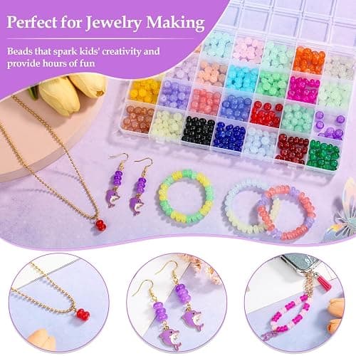 shynek 1120 Pieces Rondelle Beads for Jewelry Making, 28 Colors Glass Abacus Beads, Spacers for Bracelets, Jewelry Making and DIY Crafts, 5x8mm thumbnail 6