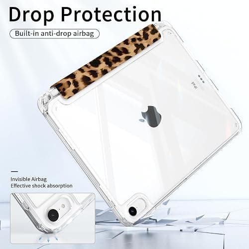 Piznernico Case for iPad mini 7 2024 (A17 Pro)/ iPad mini 6 (2021), iPad 8.3-inch 7th/6th Generation Case, Trifold Stand Protective Slim Clear Back Cover with Pencil Holder, Brown Leopard thumbnail 3