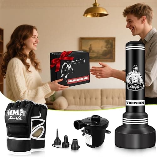 Heavy Punching Bag with Stand Adults Teens, 70" Freestanding Punching Bag with Boxing Gloves and Electric Air Pump, Women Men Standing Inflatable Boxing Bag for Training MMA Thai Fitness thumbnail 7