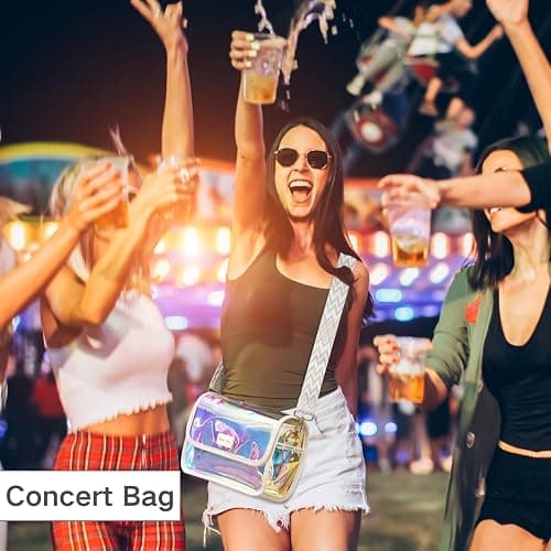 PACKISM Iridescent Clear Concert Bag - Holographic Clear Bag for Stadium Events with Inner PU Leather Privacy Pouch thumbnail 2