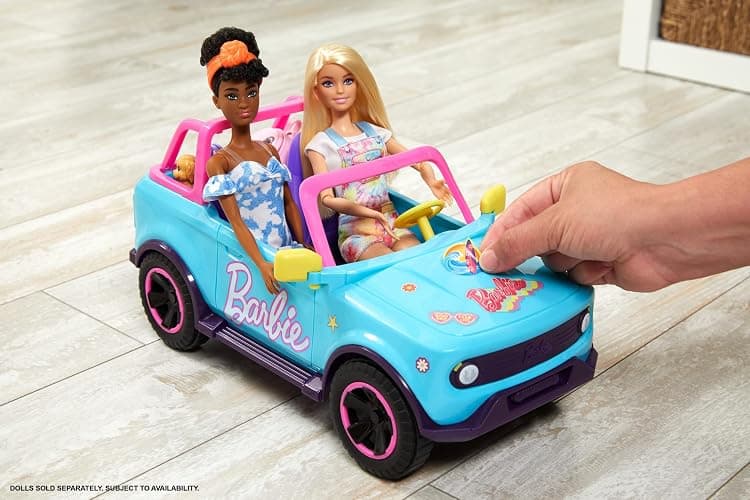 Hot Wheels Barbie Remote Control Car, SUV & Stickers, Can Hold & Store 2 Barbie Dolls & Accessories, Kid-Applied Stickers for Customization, HTP53 thumbnail 2