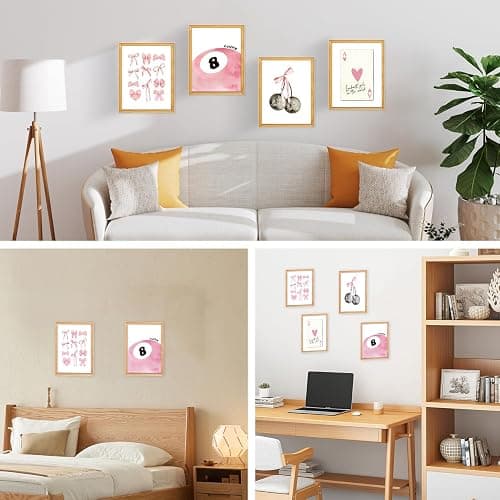 Cumnvulnt 4 Pcs Pink Wall Art, Coquette Room Decor Wall Prints Aesthetic, Preppy Pink Bows Posters for Girly College Apartment Decoration (8x10in, Unframed) thumbnail 7