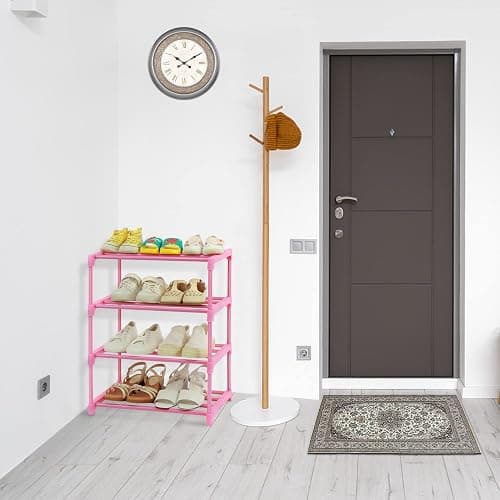 HITHIM 4-Tier Free Standing Shoe Racks for 6-8 Pairs Shoe Storage,Kids Shoe Racks for Small Place,Lightweight Stackable Shoe Shelf Organizer for Entryway, Doorway and Closet,Pink - Pink - 4-Tier thumbnail 8