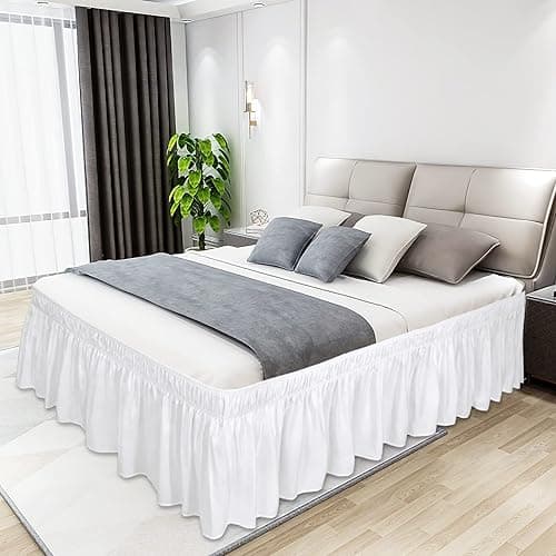 Easy-Going Bed Skirt for Twin or Full Size Bed, 18 Inch Tailored Drop, Fitted with Adjustable Elastic Belt, Convenient to Use Without Lift The Mattress (Twin/Full, White) - Twin/Full - 18" Drop - White thumbnail 2