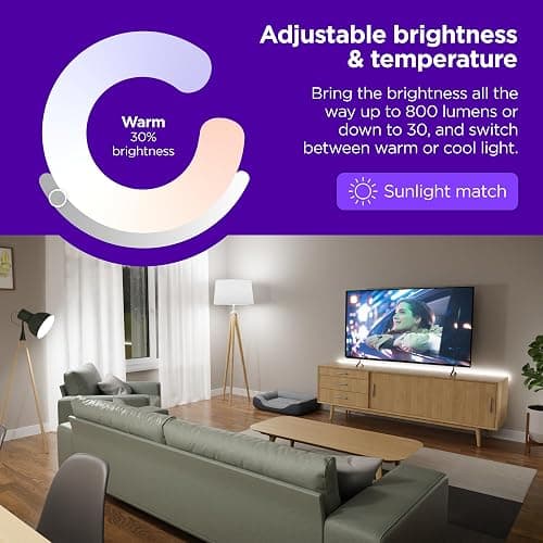 Roku Smart Light Bulbs (White, 1-Pack) - Dimmable A19 Lightbulbs with Adjustable Brightness & Temperature - WiFi Smart Bulbs Works Voice, Alexa & Google Assistant, No Hub Required thumbnail 3