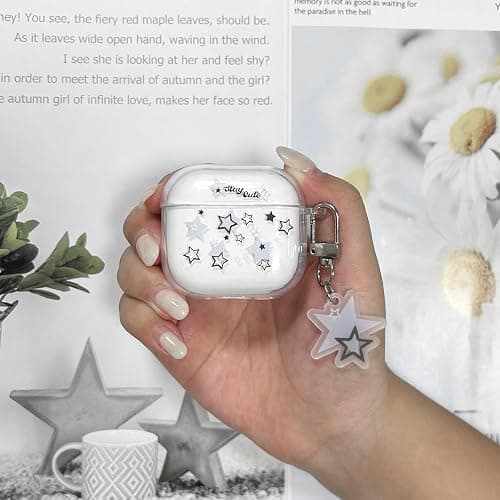AIIEKZ Compatible with AirPods 5/4 Case Cover 2026/2024, Kawaii Clear Soft TPU Case with Cute Star Keychain for AirPods 5th/4th Generation Case for Girls Women (Airpods 5/4) thumbnail 6