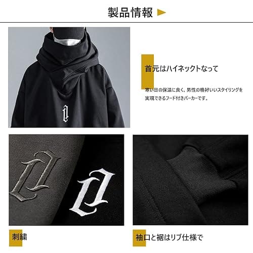 Eocicvvi Fleece Hoodies for Men Cowl Neck Sweatshirts Casual Pullover Fall Winter Loose Fit Tops with Embroidery thumbnail 7