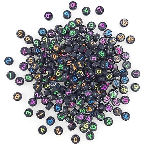 500 Pieces 4x7mm Black Round Acrylic Number Beads 0-9 Mixed Plastic Shape Loose DIY Beads for Jewelry Making Bracelets Necklaces Key Chains (Colorful on Black) thumbnail 4
