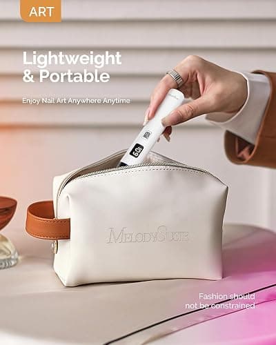 Melodysusie Handheld UV Light for Gel Nails, ART01R Cordless Gel X Nail Lamp Rechargeable with LCD Display, Eye-Protective Cover Flash Cure Nail Dryer for Rhinestone Glue Decoration DIY at Home White - White thumbnail 5
