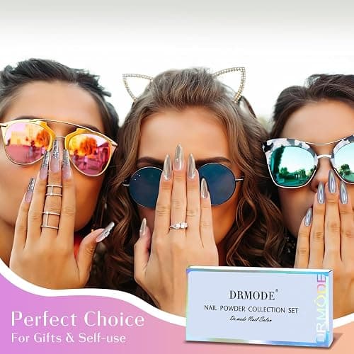 Gold Silver Chrome Nail Powder, DRMODE 6 Colors Metallic Mirror Effect Pink Light Purple Champagne Chrome Powder for Nails, Unicorn Iridescent Holographic Pigment Dust for Nail Art thumbnail 7
