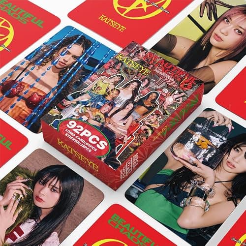 92piece（60 small cards and 32 mini stickers） multinational girl group KATSEYE returns to BEAUTIFULCHAOS support photo cards stickers greeting cards (94484-KATSEYE) thumbnail 6
