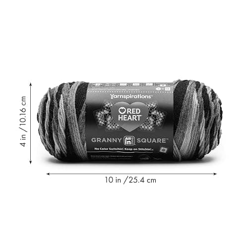Red Heart All in One Granny Square Black- Cyber Leaf Yarn - 3 Pack of 250g/8.8oz - 100% Acrylic - #4 Worsted (Medium) - 381m/417Yards - for Knitting, Crochet and Amigurumi thumbnail 2