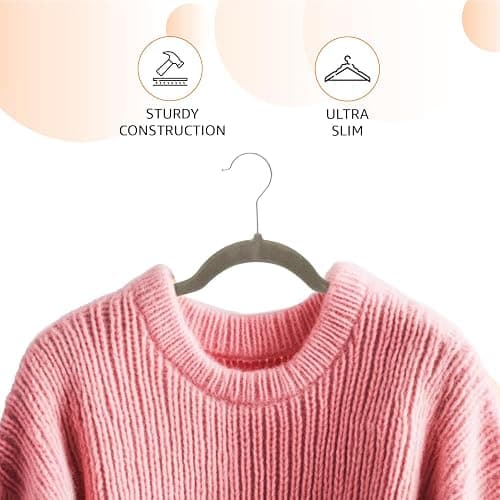 Amazon Basics Slim, Velvet, Non-Slip Suit Clothes Hangers, Gray/Silver - Pack of 30 - Gray/Silver - Pack of 30 thumbnail 5