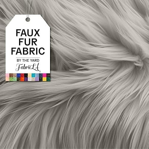 FabricLA Faux Fur Fabric by The Yard - Artificial Craft Fur - 36" X 60" Inch Wide - Fur Fabric for Craft Supply, DIY Furry Plush Projects, Sewing, Decoration, Upholstery, Platinum Gray, 1 Yard - Image 1